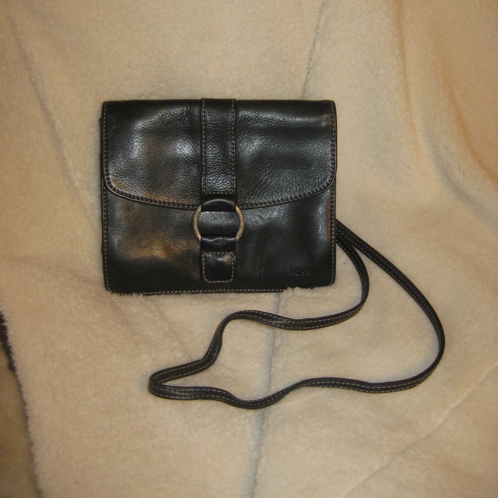 Vintage Black Crossbody Bag With Organizer EUC